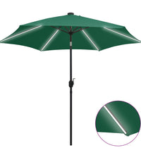 Sonnenschirm mit LED-Beleuchtung und Alu-Mast 300 cm Grün