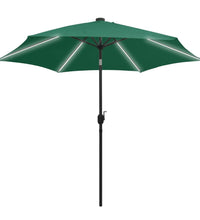 Sonnenschirm mit LED-Beleuchtung und Alu-Mast 300 cm Grün