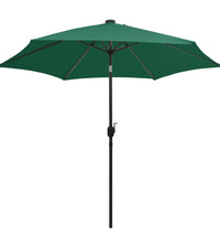 Sonnenschirm mit LED-Beleuchtung und Alu-Mast 300 cm Grün