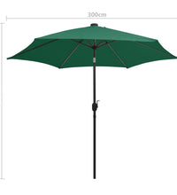 Sonnenschirm mit LED-Beleuchtung und Alu-Mast 300 cm Grün