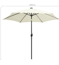 Sonnenschirm mit LED-Beleuchtung und Alu-Mast 300 cm Sandweiß