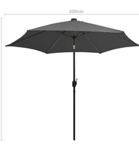 Sonnenschirm mit LED-Beleuchtung und Alu-Mast 300 cm Anthrazit