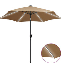 Sonnenschirm mit LED-Beleuchtung und Alu-Mast 300 cm Taupe