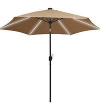 Sonnenschirm mit LED-Beleuchtung und Alu-Mast 300 cm Taupe