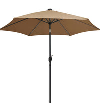Sonnenschirm mit LED-Beleuchtung und Alu-Mast 300 cm Taupe