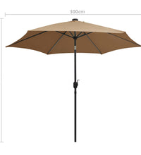 Sonnenschirm mit LED-Beleuchtung und Alu-Mast 300 cm Taupe