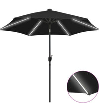 Sonnenschirm mit LED-Beleuchtung und Alu-Mast 300 cm Schwarz