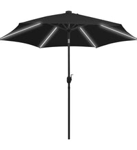 Sonnenschirm mit LED-Beleuchtung und Alu-Mast 300 cm Schwarz