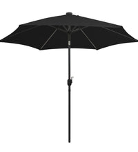 Sonnenschirm mit LED-Beleuchtung und Alu-Mast 300 cm Schwarz
