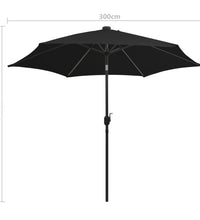 Sonnenschirm mit LED-Beleuchtung und Alu-Mast 300 cm Schwarz