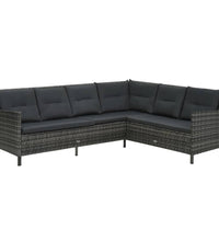 4-tlg. Garten-Sofagarnitur mit Auflagen Poly Rattan Grau