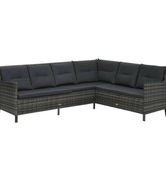 4-tlg. Garten-Sofagarnitur mit Auflagen Poly Rattan Grau