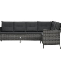 4-tlg. Garten-Sofagarnitur mit Auflagen Poly Rattan Grau