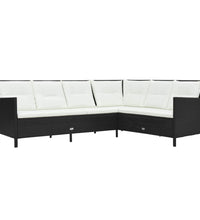 3-tlg. Garten-Lounge-Set mit Auflagen Poly Rattan Schwarz