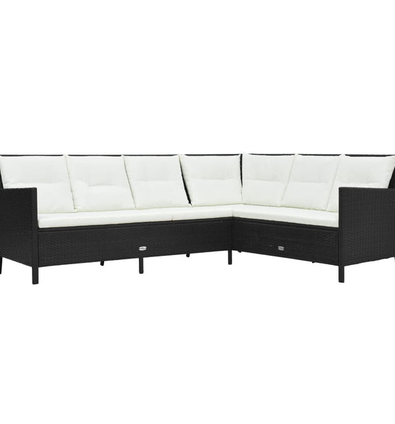 3-tlg. Garten-Lounge-Set mit Auflagen Poly Rattan Schwarz