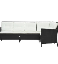 3-tlg. Garten-Lounge-Set mit Auflagen Poly Rattan Schwarz