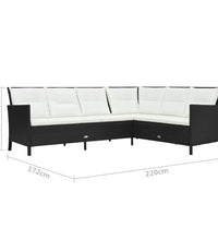 3-tlg. Garten-Lounge-Set mit Auflagen Poly Rattan Schwarz