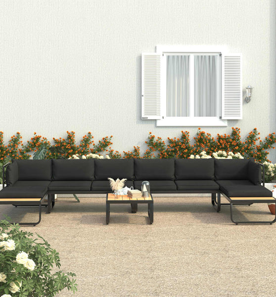 5-tlg. Garten-Ecksofa-Set mit Auflagen Aluminium und WPC