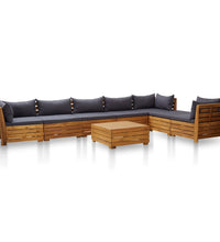 8-tlg. Garten-Sofagarnitur mit Auflagen Akazienholz Dunkelgrau