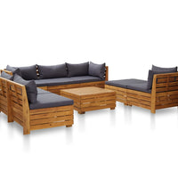 8-tlg. Garten-Sofagarnitur mit Auflagen Akazienholz Dunkelgrau