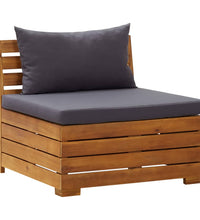 8-tlg. Garten-Sofagarnitur mit Auflagen Akazienholz Dunkelgrau