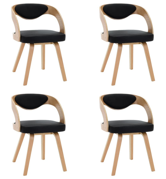 Esszimmerstühle 4 Stk. Schwarz Bugholz und Kunstleder