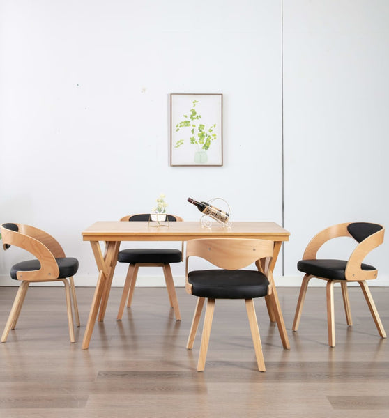 Esszimmerstühle 4 Stk. Schwarz Bugholz und Kunstleder