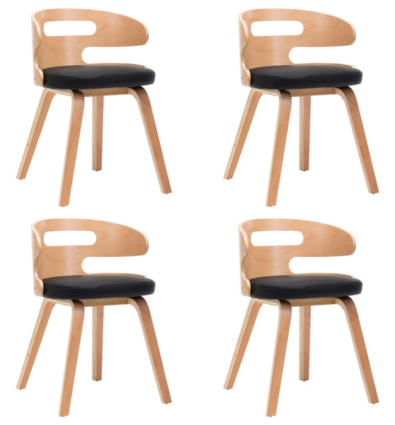 Esszimmerstühle 4 Stk. Schwarz Bugholz und Kunstleder