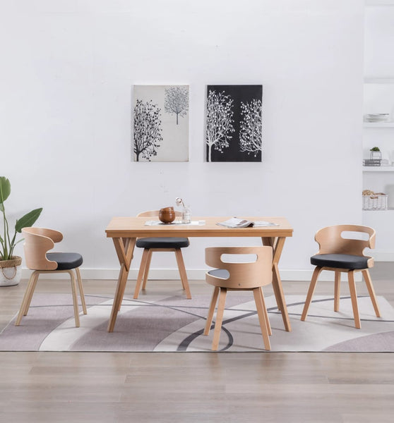 Esszimmerstühle 4 Stk. Schwarz Bugholz und Kunstleder