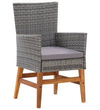 9-tlg. Garten-Essgruppe Poly Rattan und Akazienholz Grau