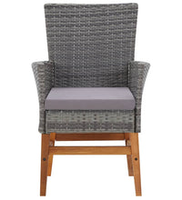 9-tlg. Garten-Essgruppe Poly Rattan und Akazienholz Grau