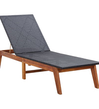 Sonnenliege Poly Rattan und Massivholz Akazie