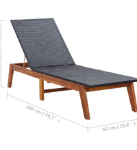 Sonnenliege Poly Rattan und Massivholz Akazie