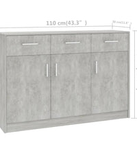 Sideboard Betongrau 110x30x75 cm Holzwerkstoff