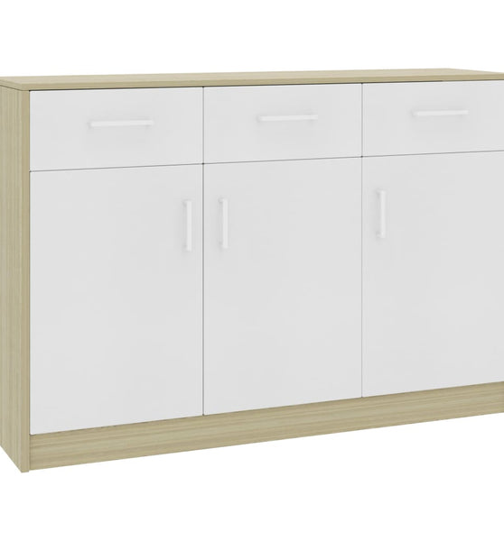 Sideboard Weiß Sonoma-Eiche 110x30x75 cm Holzwerkstoff