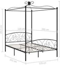 Himmelbett-Gestell Schwarz Metall 120 x 200 cm