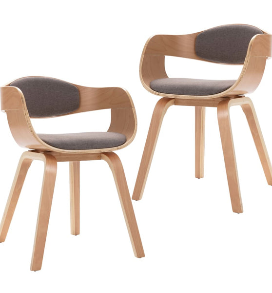 Esszimmerstühle 2 Stk. Bugholz und Taupe Stoff