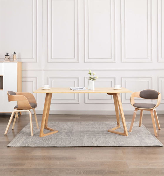 Esszimmerstühle 2 Stk. Bugholz und Taupe Stoff