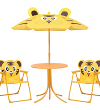 3-tlg. Garten-Bistro-Set für Kinder mit Sonnenschirm Gelb