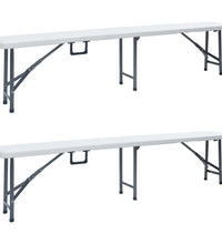 Klappbare Gartenbänke 2 Stk. 180 cm HDPE Weiß