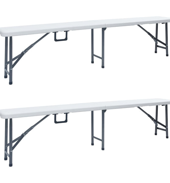 Klappbare Gartenbänke 2 Stk. 180 cm HDPE Weiß