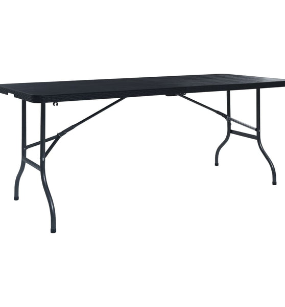 Gartentisch Klappbar Schwarz 180×75×72 cm HDPE Rattan-Optik
