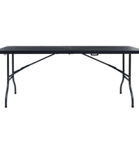 Gartentisch Klappbar Schwarz 180×75×72 cm HDPE Rattan-Optik