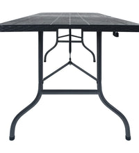 Gartentisch Klappbar Schwarz 180×75×72 cm HDPE Rattan-Optik