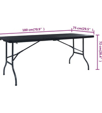 Gartentisch Klappbar Schwarz 180×75×72 cm HDPE Rattan-Optik