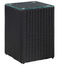 Beistelltisch mit Glasplatte Schwarz 35x35x52 cm Poly Rattan