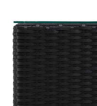 Beistelltisch mit Glasplatte Schwarz 35x35x52 cm Poly Rattan