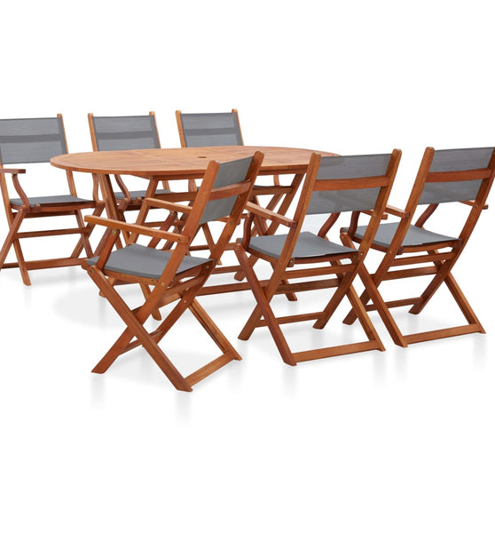 7-tlg. Garten-Essgruppe Eukalyptus Massivholz und Textilene