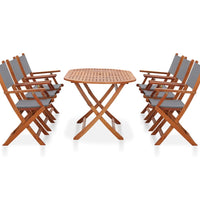 7-tlg. Garten-Essgruppe Eukalyptus Massivholz und Textilene