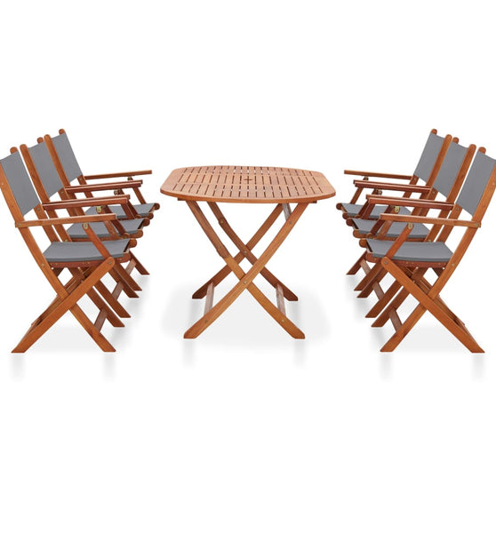 7-tlg. Garten-Essgruppe Eukalyptus Massivholz und Textilene